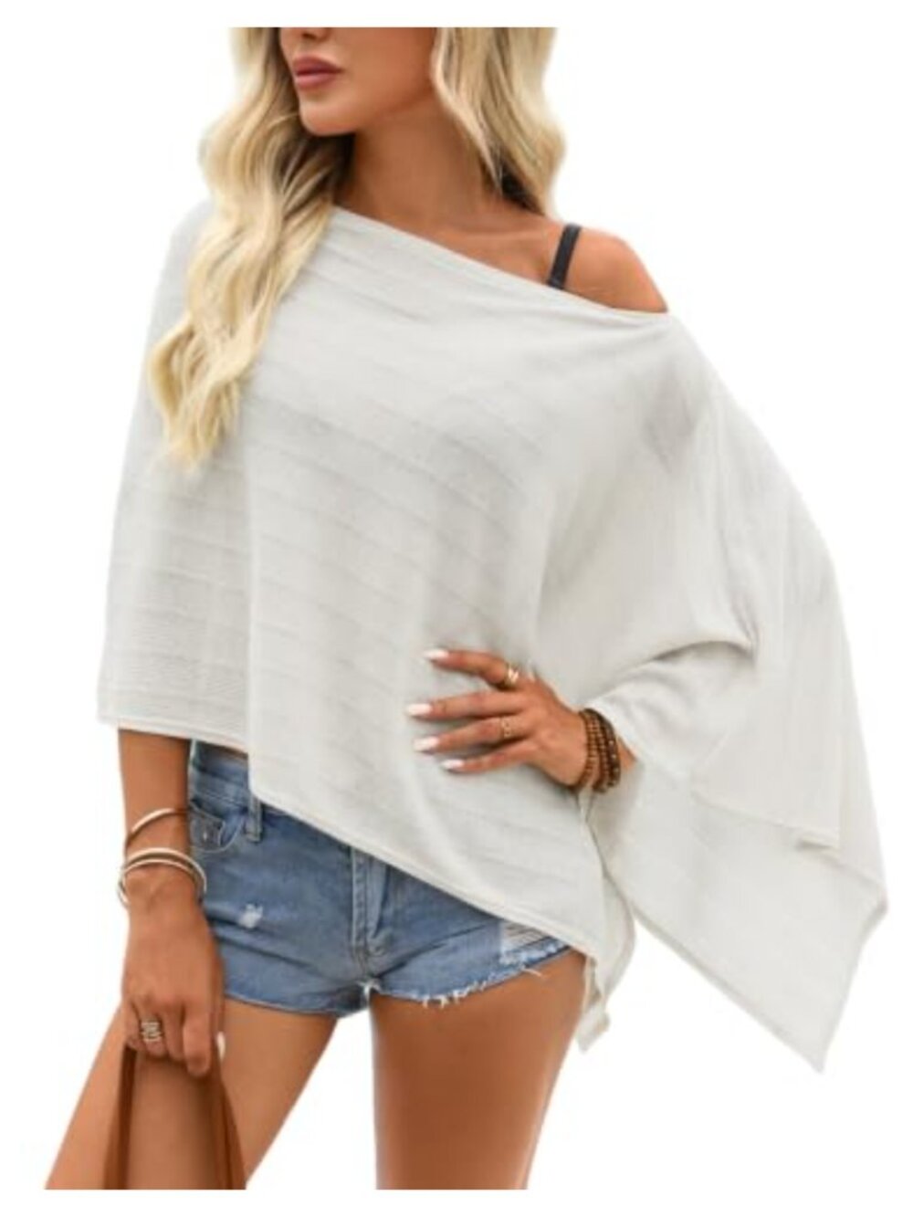 Sheer Knit Poncho Shrug for Women – Summer Beach Cover Up Lightweight Pullover